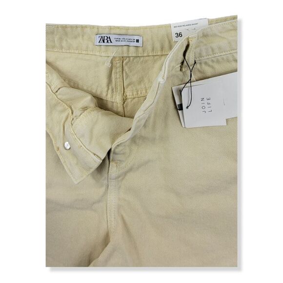 Zara Yellow cut off Shorts Size 4 - Picture 3 of 3